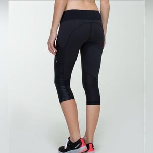 Lululemon Cut The Crop - Striped Black Running Capri